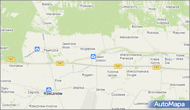 mapa Jawor Solecki, Jawor Solecki na mapie Targeo