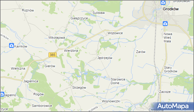 mapa Jędrzejów gmina Grodków, Jędrzejów gmina Grodków na mapie Targeo