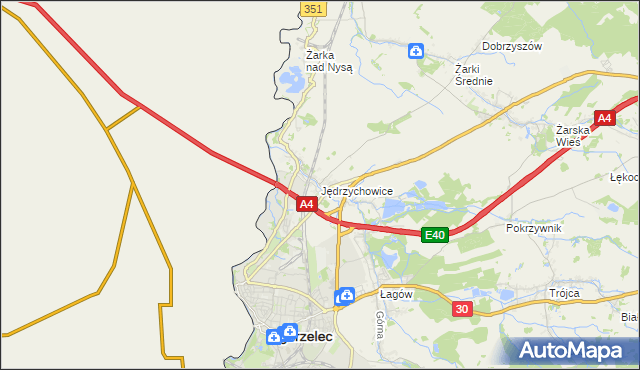 mapa Jędrzychowice gmina Zgorzelec, Jędrzychowice gmina Zgorzelec na mapie Targeo