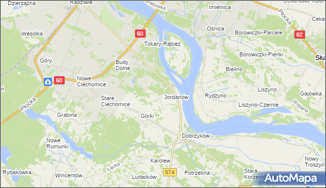 mapa Jordanów gmina Gąbin, Jordanów gmina Gąbin na mapie Targeo