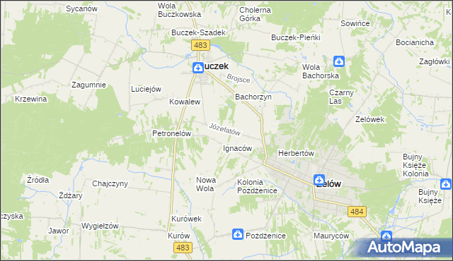 mapa Józefatów gmina Buczek, Józefatów gmina Buczek na mapie Targeo