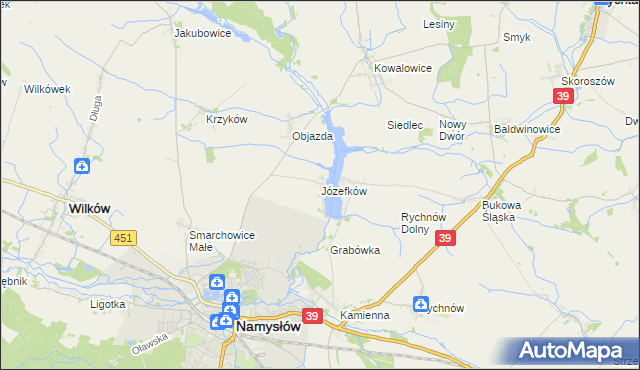 mapa Józefków gmina Namysłów, Józefków gmina Namysłów na mapie Targeo