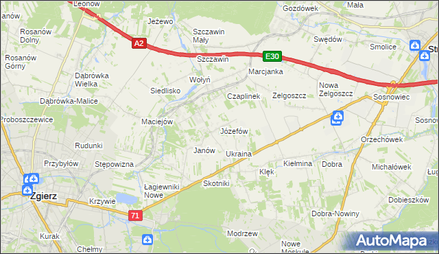 mapa Józefów gmina Zgierz, Józefów gmina Zgierz na mapie Targeo