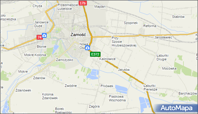 mapa Kalinowice gmina Zamość, Kalinowice gmina Zamość na mapie Targeo