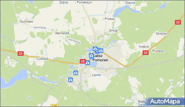 mapa Kalisz Pomorski, Kalisz Pomorski na mapie Targeo