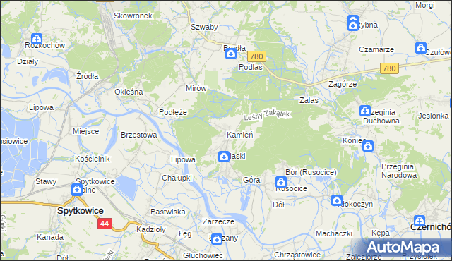 mapa Kamień gmina Czernichów, Kamień gmina Czernichów na mapie Targeo