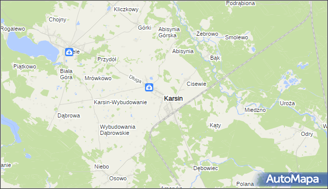 mapa Karsin powiat kościerski, Karsin powiat kościerski na mapie Targeo