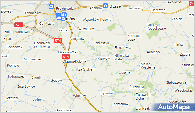 mapa Karwów gmina Opatów, Karwów gmina Opatów na mapie Targeo