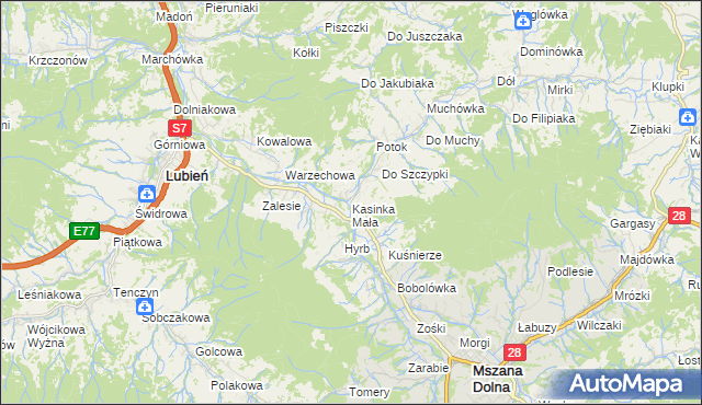 mapa Kasinka Mała, Kasinka Mała na mapie Targeo