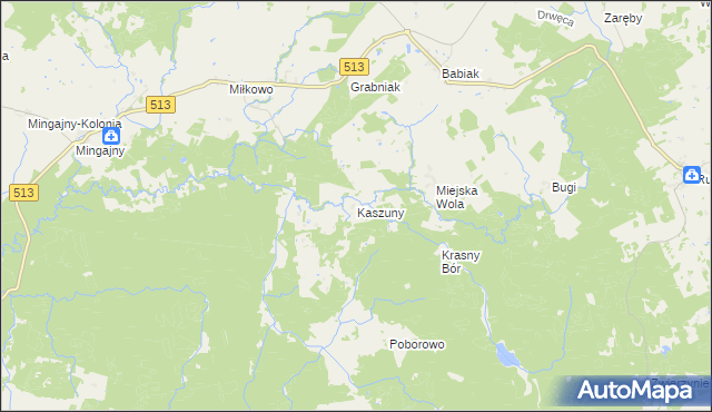 mapa Kaszuny, Kaszuny na mapie Targeo