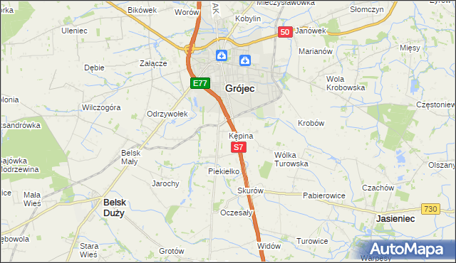 mapa Kępina gmina Grójec, Kępina gmina Grójec na mapie Targeo