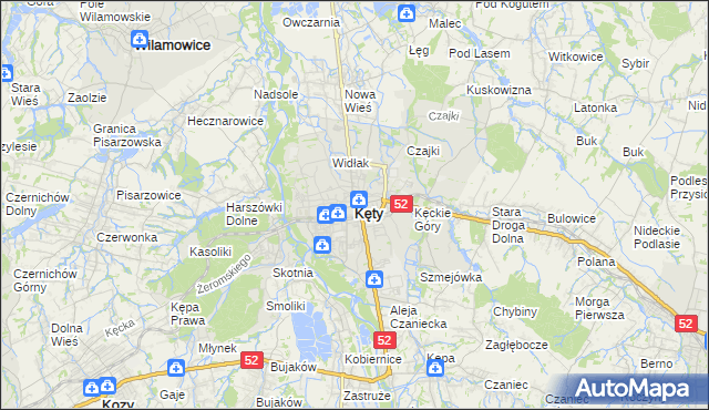 mapa Kęty, Kęty na mapie Targeo