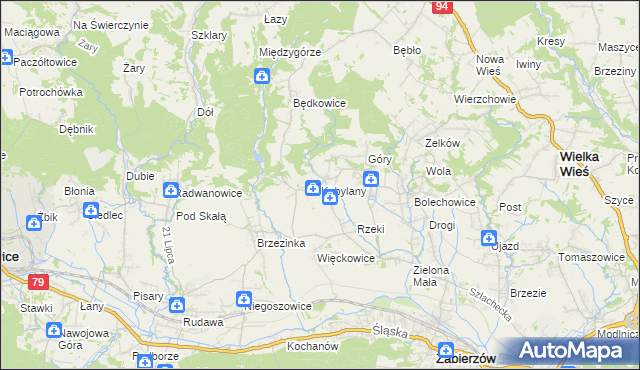 mapa Kobylany gmina Zabierzów, Kobylany gmina Zabierzów na mapie Targeo