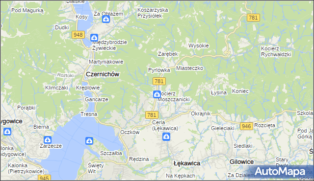 mapa Kocierz Moszczanicki, Kocierz Moszczanicki na mapie Targeo
