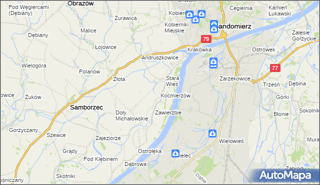 mapa Koćmierzów, Koćmierzów na mapie Targeo