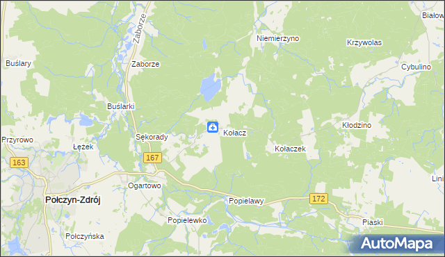 mapa Kołacz gmina Połczyn-Zdrój, Kołacz gmina Połczyn-Zdrój na mapie Targeo