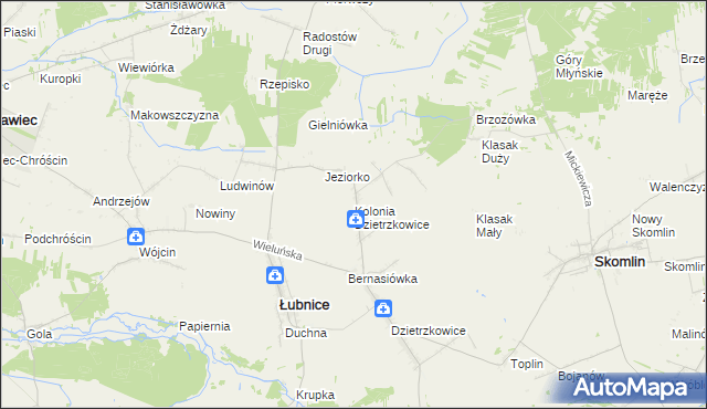 mapa Kolonia Dzietrzkowice, Kolonia Dzietrzkowice na mapie Targeo