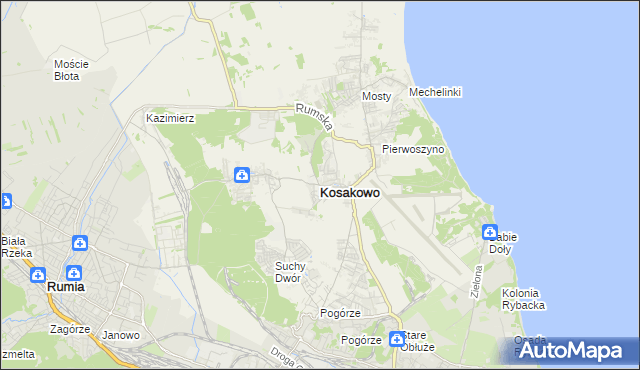 mapa Kosakowo powiat pucki, Kosakowo powiat pucki na mapie Targeo