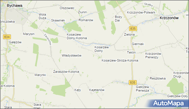 mapa Kosarzew-Stróża, Kosarzew-Stróża na mapie Targeo