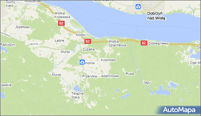 mapa Kosinowo gmina Włocławek, Kosinowo gmina Włocławek na mapie Targeo