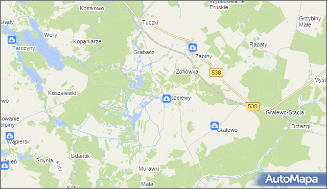 mapa Koszelewy, Koszelewy na mapie Targeo