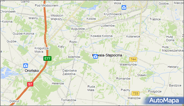 mapa Kowala-Stępocina, Kowala-Stępocina na mapie Targeo