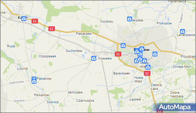 mapa Kowalew gmina Pleszew, Kowalew gmina Pleszew na mapie Targeo