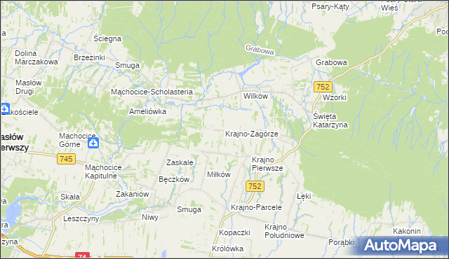 mapa Krajno-Zagórze, Krajno-Zagórze na mapie Targeo