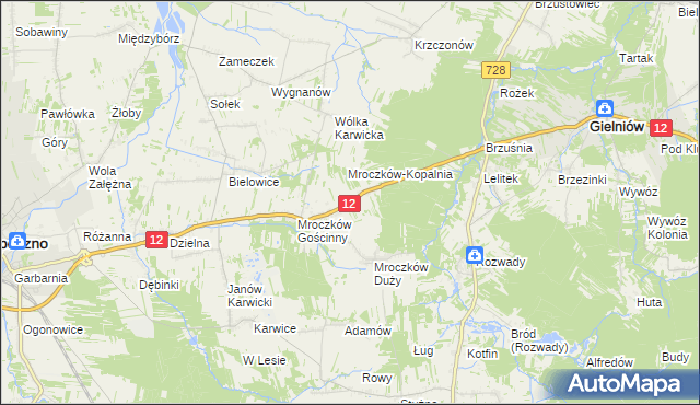 mapa Kraszków gmina Opoczno, Kraszków gmina Opoczno na mapie Targeo