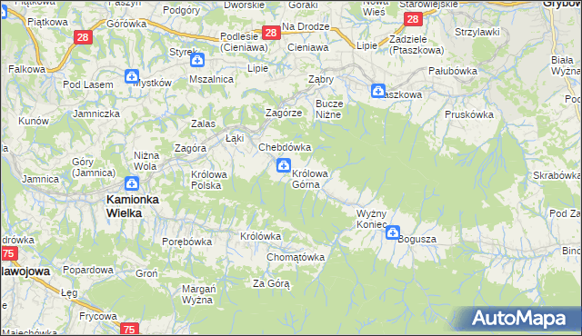mapa Królowa Górna, Królowa Górna na mapie Targeo