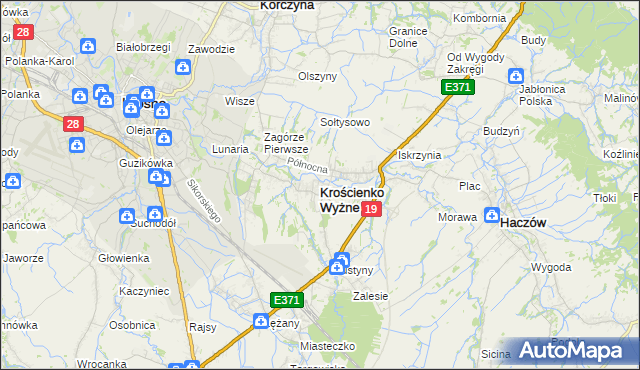 mapa Krościenko Wyżne, Krościenko Wyżne na mapie Targeo