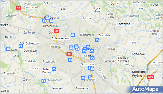 mapa Krosna, Krosno na mapie Targeo