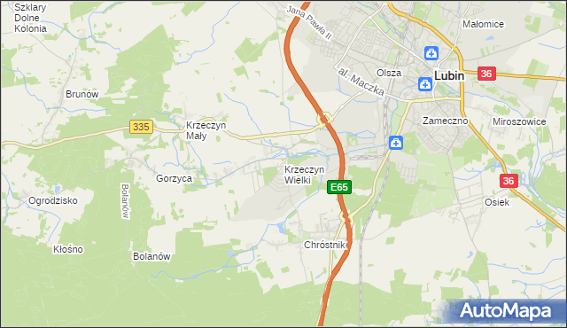 mapa Krzeczyn Wielki, Krzeczyn Wielki na mapie Targeo