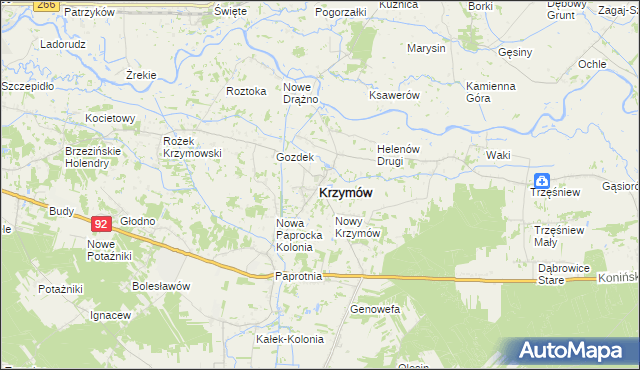 mapa Krzymów powiat koniński, Krzymów powiat koniński na mapie Targeo