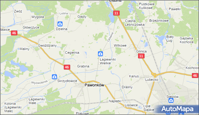 mapa Łagiewniki Wielkie, Łagiewniki Wielkie na mapie Targeo