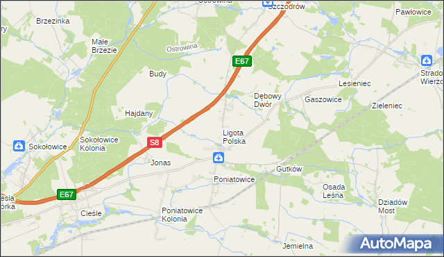 mapa Ligota Polska, Ligota Polska na mapie Targeo