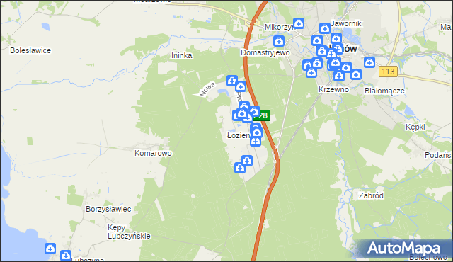 mapa Łozienica, Łozienica na mapie Targeo