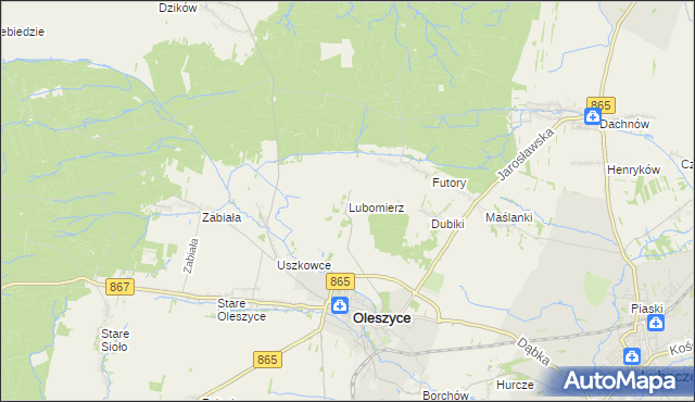 mapa Lubomierz gmina Oleszyce, Lubomierz gmina Oleszyce na mapie Targeo