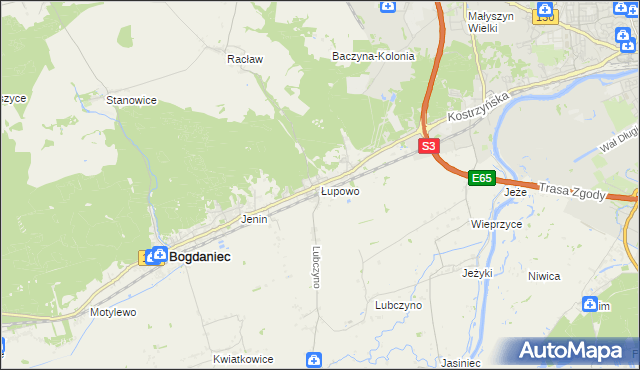 mapa Łupowo gmina Bogdaniec, Łupowo gmina Bogdaniec na mapie Targeo