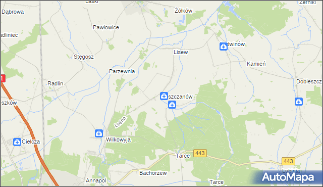 mapa Łuszczanów, Łuszczanów na mapie Targeo