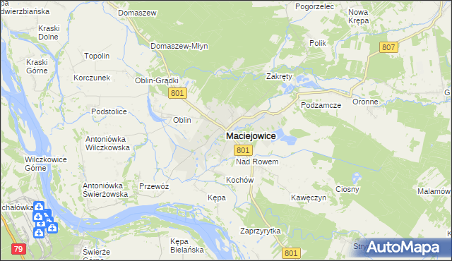 mapa Maciejowice powiat garwoliński, Maciejowice powiat garwoliński na mapie Targeo