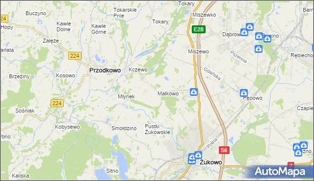 mapa Małkowo, Małkowo na mapie Targeo