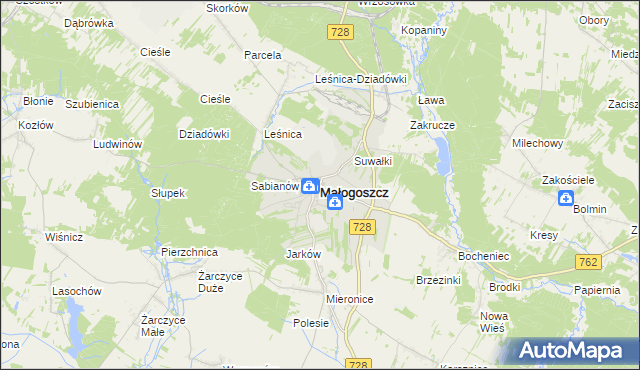 mapa Małogoszcz, Małogoszcz na mapie Targeo