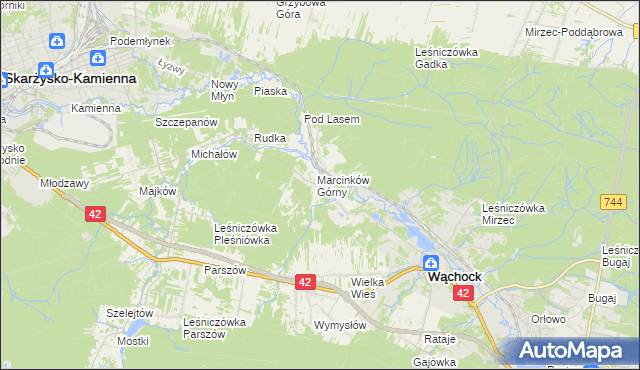 mapa Marcinków gmina Wąchock, Marcinków gmina Wąchock na mapie Targeo