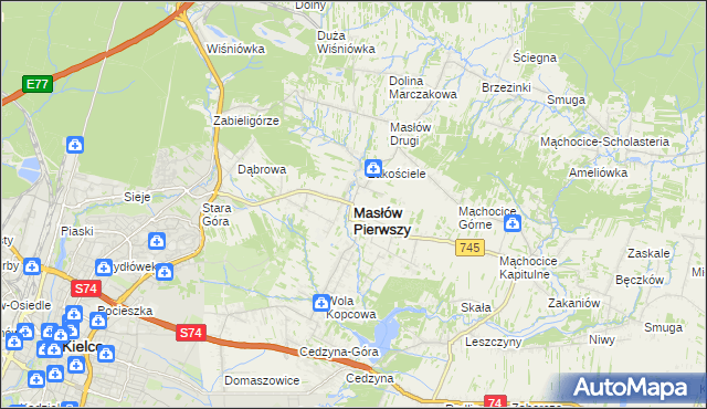 mapa Masłów Pierwszy, Masłów Pierwszy na mapie Targeo