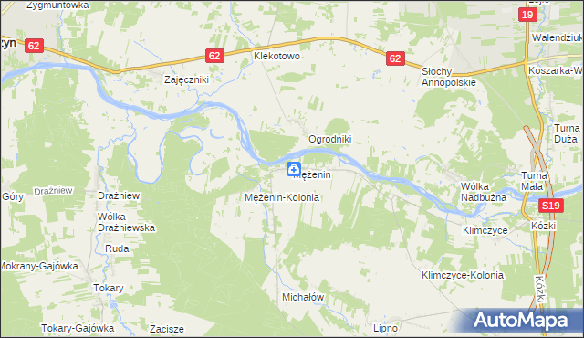 mapa Mężenin gmina Platerów, Mężenin gmina Platerów na mapie Targeo