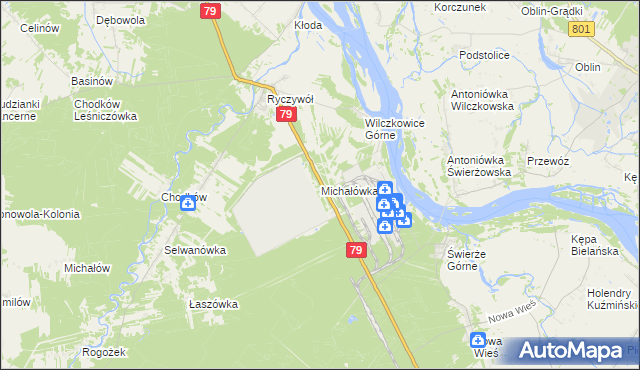 mapa Michałówka gmina Kozienice, Michałówka gmina Kozienice na mapie Targeo