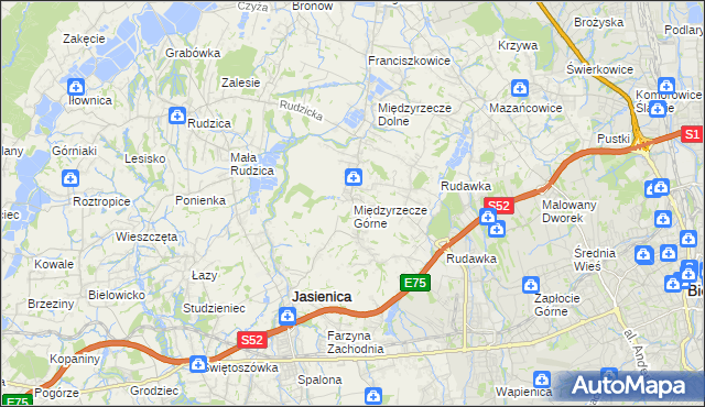 mapa Międzyrzecze Górne, Międzyrzecze Górne na mapie Targeo