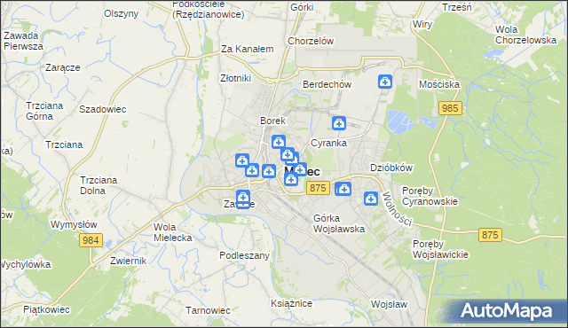 mapa Mielca, Mielec na mapie Targeo