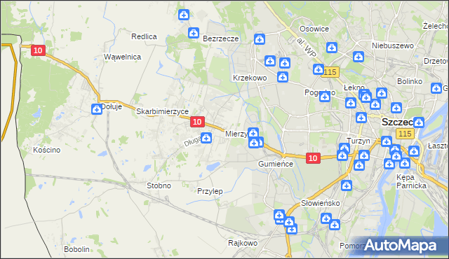 mapa Mierzyn gmina Dobra (Szczecińska), Mierzyn gmina Dobra (Szczecińska) na mapie Targeo